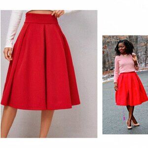 NWOT Full Circle voluminous Red Midi Skirt L